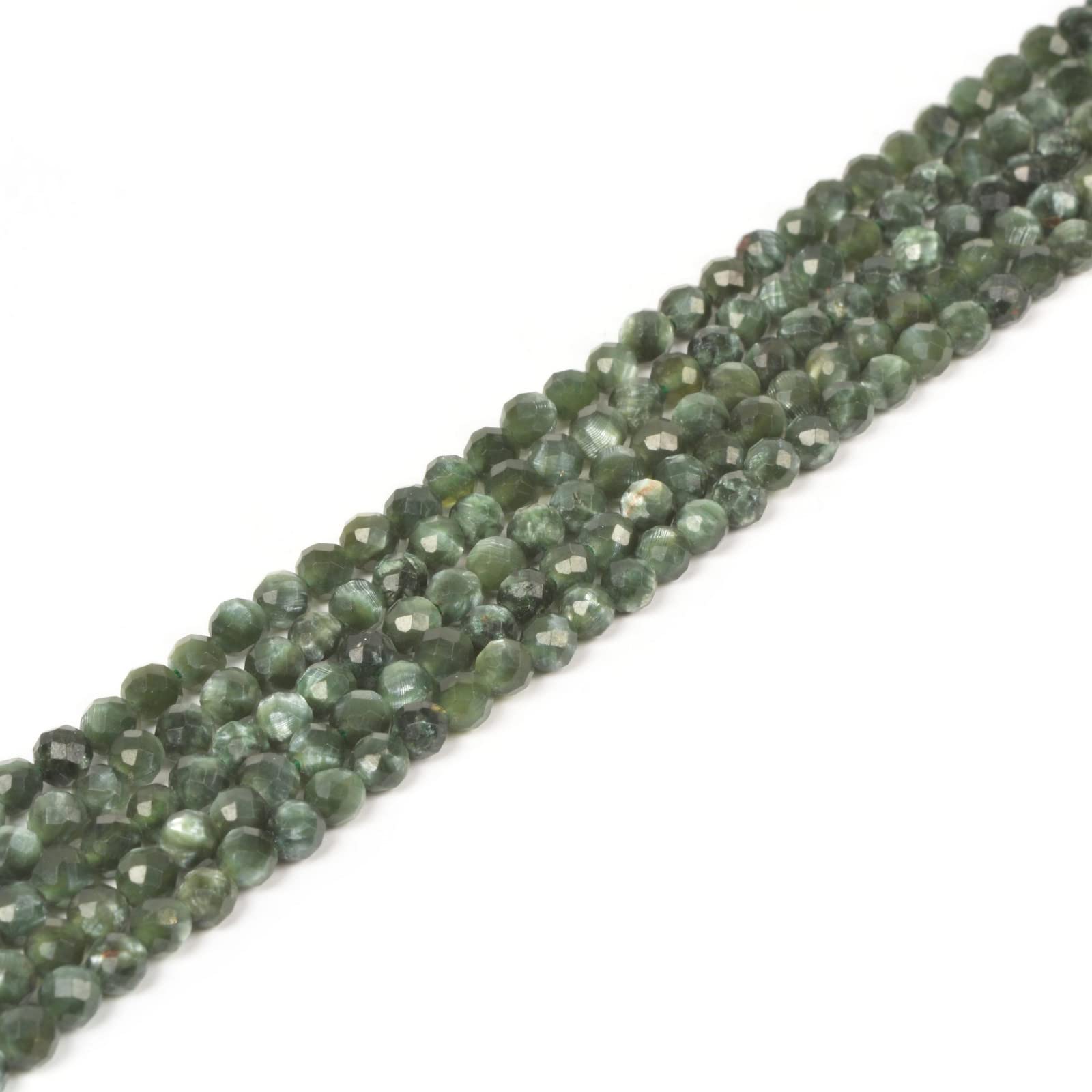 JustinstonesJustinstones Seraphinite 4mm Faceted Round Beads Spacer Loose Beads 16 Inch for Jewelry Making Beads