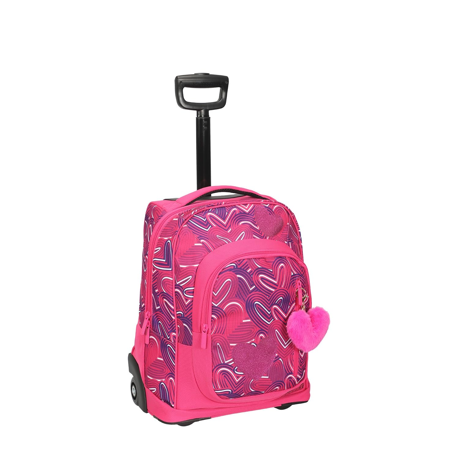 Carrera Trolley Scuola Bambina HeartBeat Fucsia - 2 in 1 Zaino - Ruote Anti-Rumore - Lt 35 - Barra Regolabile in Due Altezze - Perfetto per Scuola e Viaggio