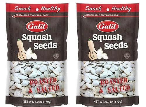 Galil Semillas de calabaza tostadas y saladas para bocadillos de 6 onzas – Semillas de aperitivo kosher Halal – Paquete de 2
