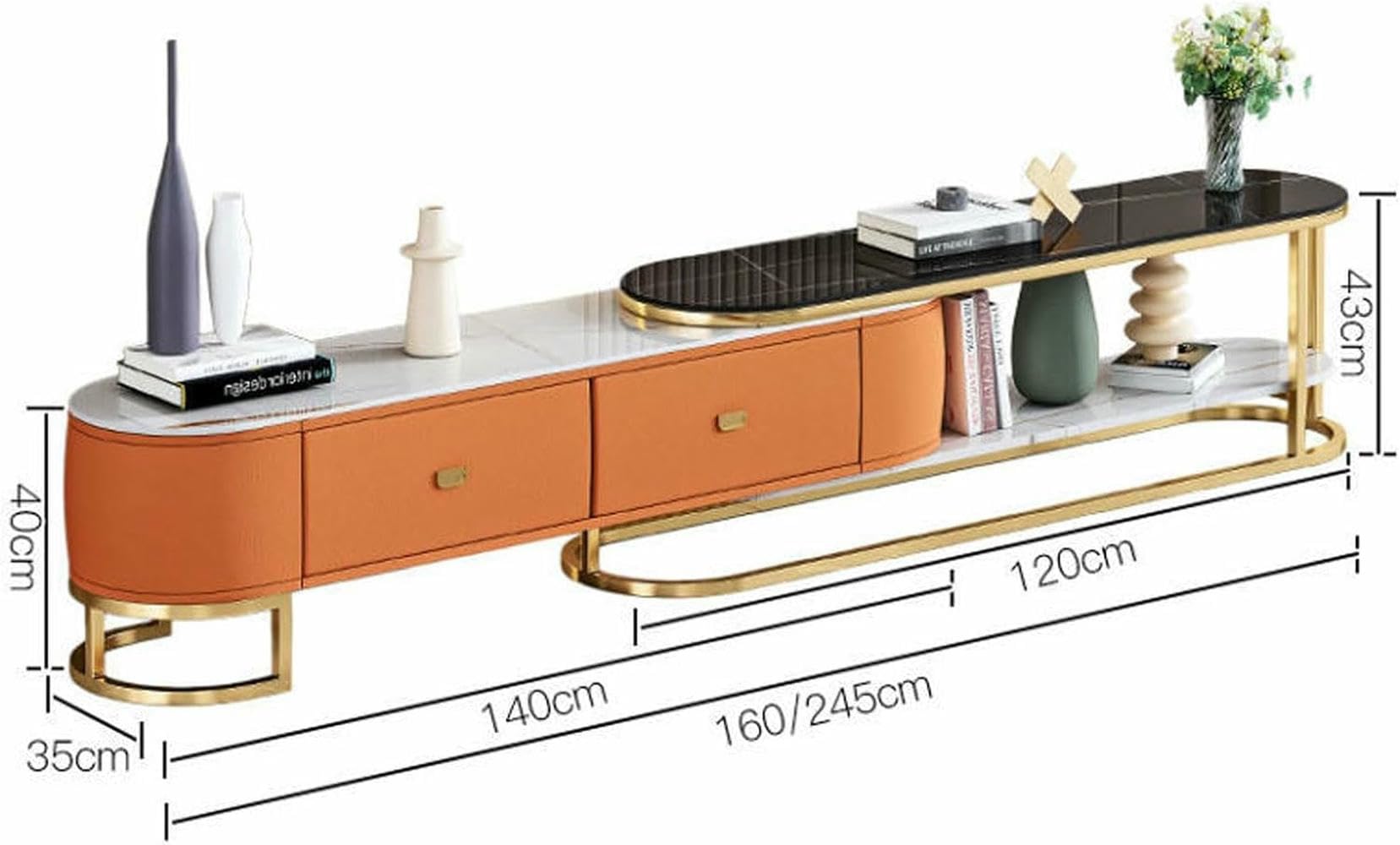 Wysuwana nowoczesna szafka pod telewizor do telewizorów 190.5 cm i większa, stylowa jednostka multimedialna z rozwiązaniami do przechowywania do salonu, regulowane centrum rozrywki, elegancki design