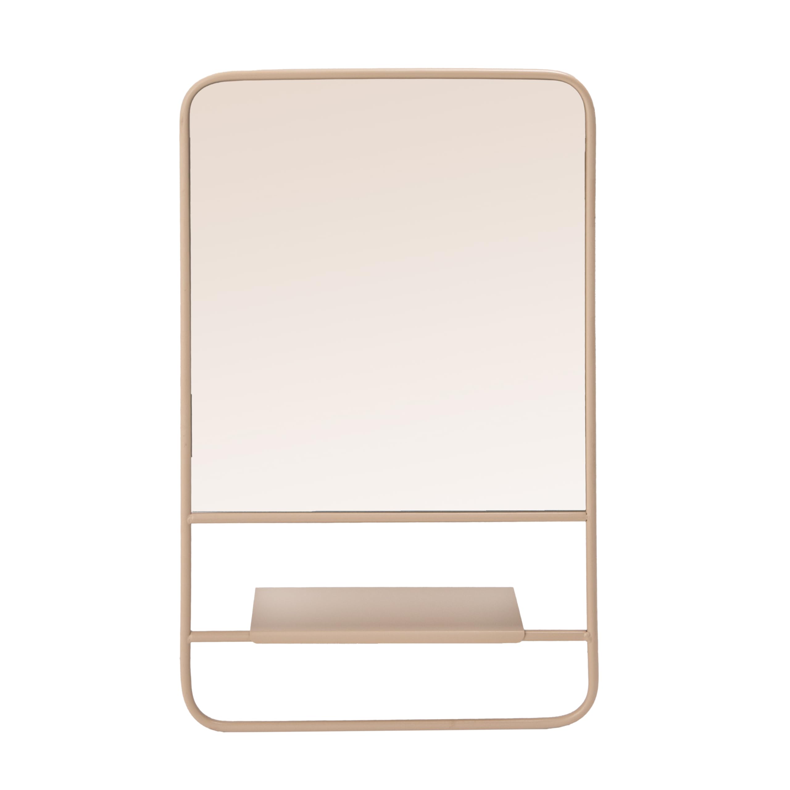Bloomingville Miroir Mural en métal avec 3 étagères, Couleur Blush