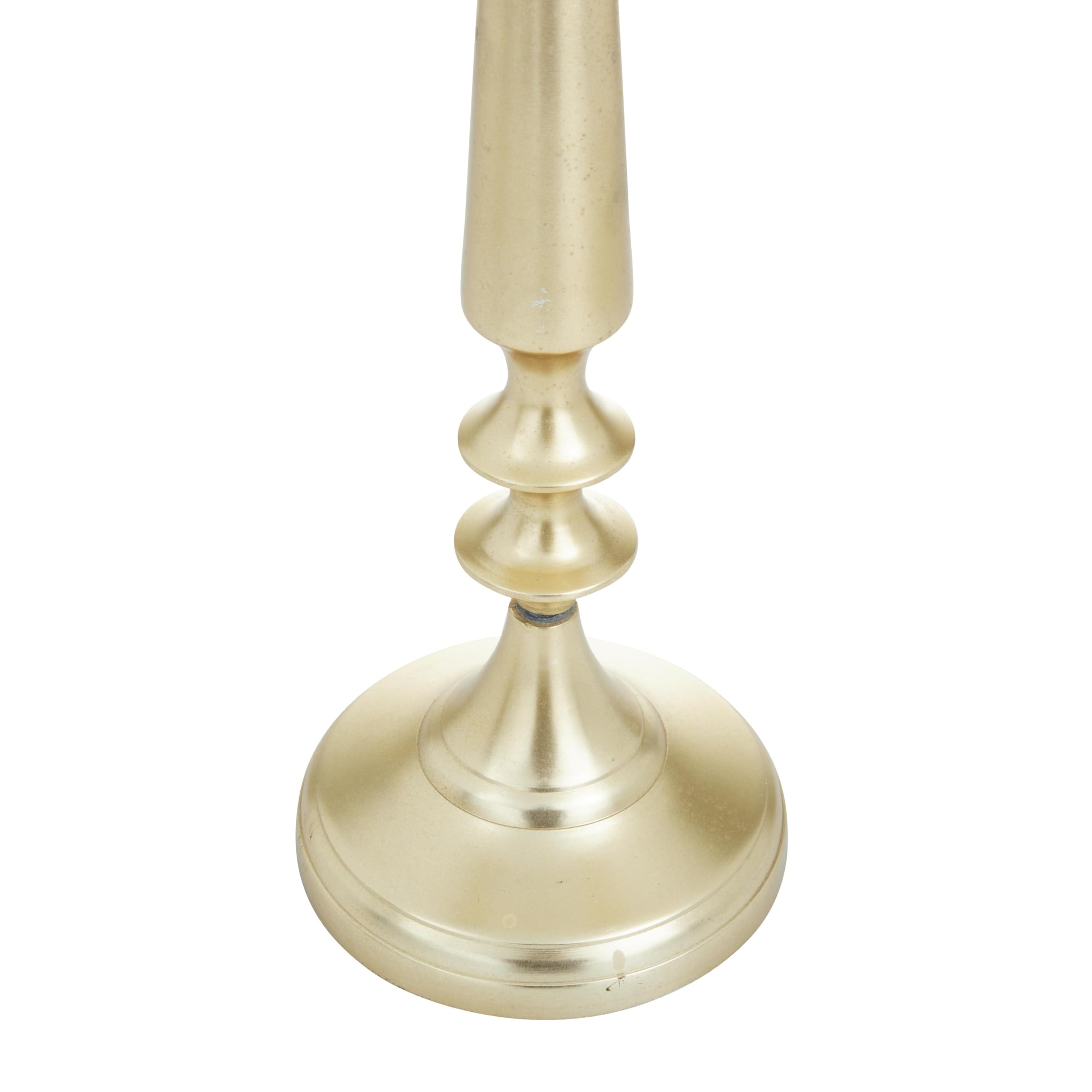 Deco 79 Traditioneller Aluminium-Kerzenhalter für Stumpenkerzen, dekorativer Kerzenständer für Heimdekoration, Hochzeit, Abendessen, Party, 33 x 33 x 61 cm, goldfarben | Dekorativer konischer Kerzenständer für 5 Teller