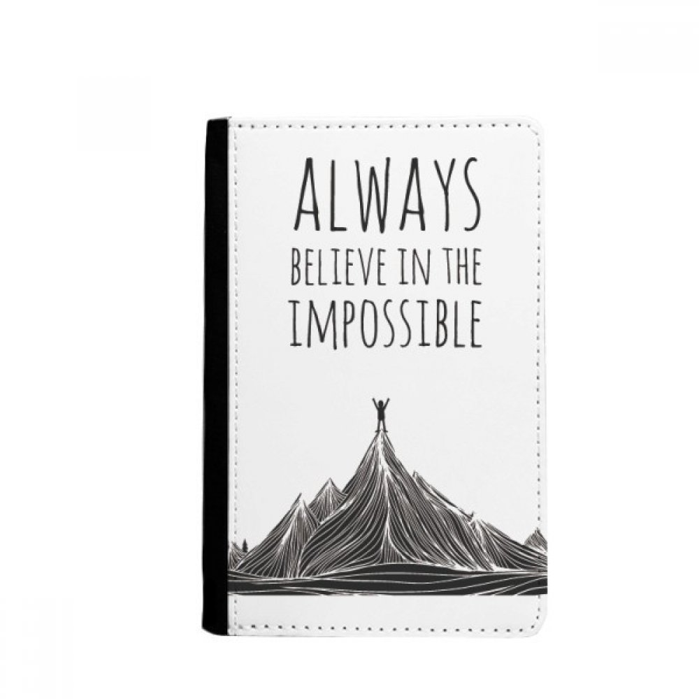 DIYthinker Believe Impossible Black White Quote Passport Holder Notecase Burse Wallet Cover Card Purse