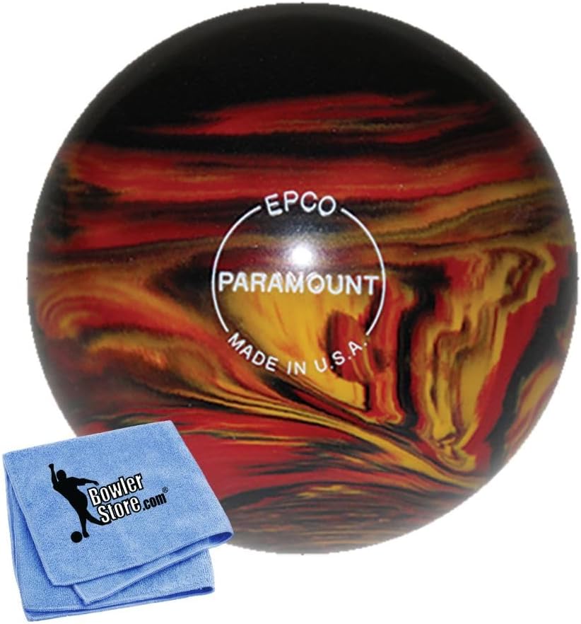 Bowlerstore Products EPCO Duckpin Bowling Ball- Marbleized - Black, Red & Yellow (4 7/8 inch- 3lbs. 8 oz.) 1 Ball