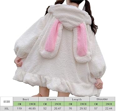 Rabbit Ear Hoodies Warm Plush Bunny Hoodies Rabbit Sweatshirt Sweater Cute Plush Zip Coat for Women Girls
