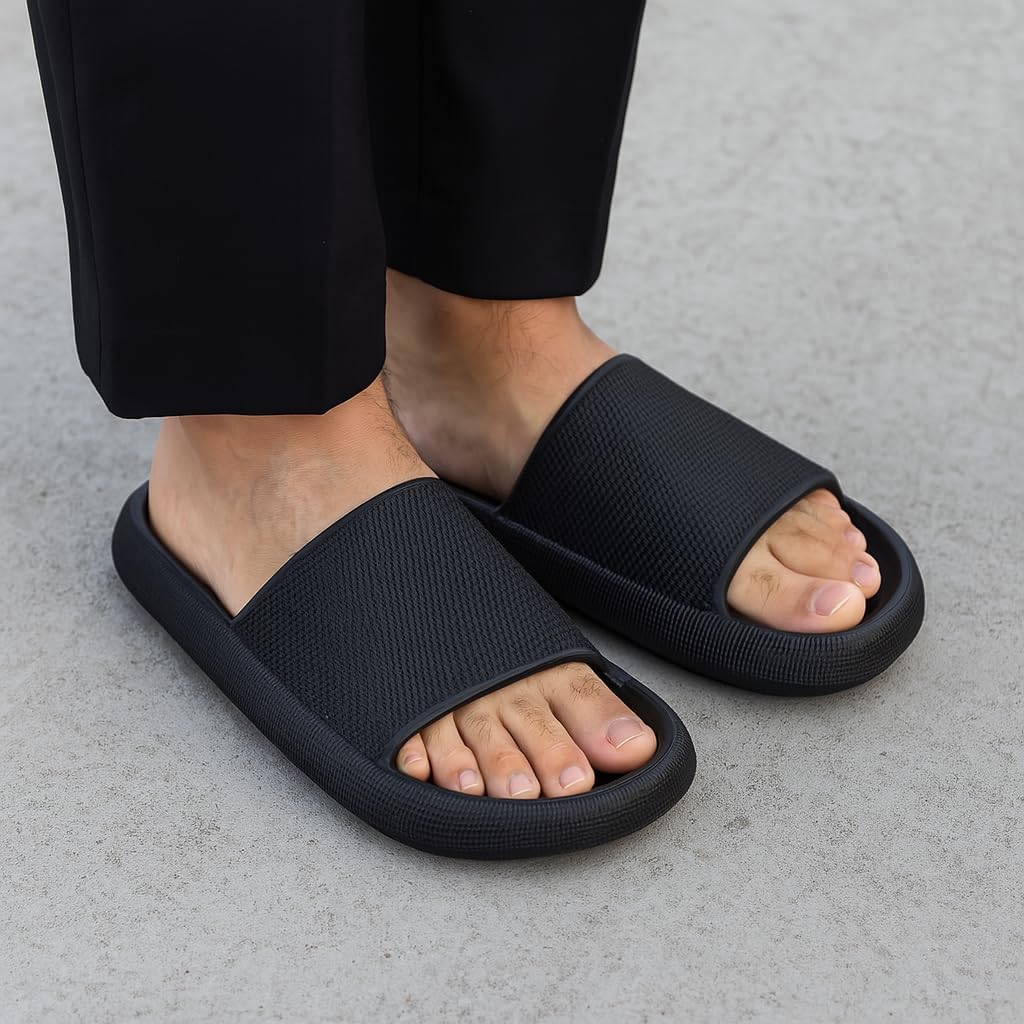 CUSHIONAIRE Feather EVA Mens Sandals – Slip On Recovery Slides, Lightweight Water Shoes for Men - Image 3