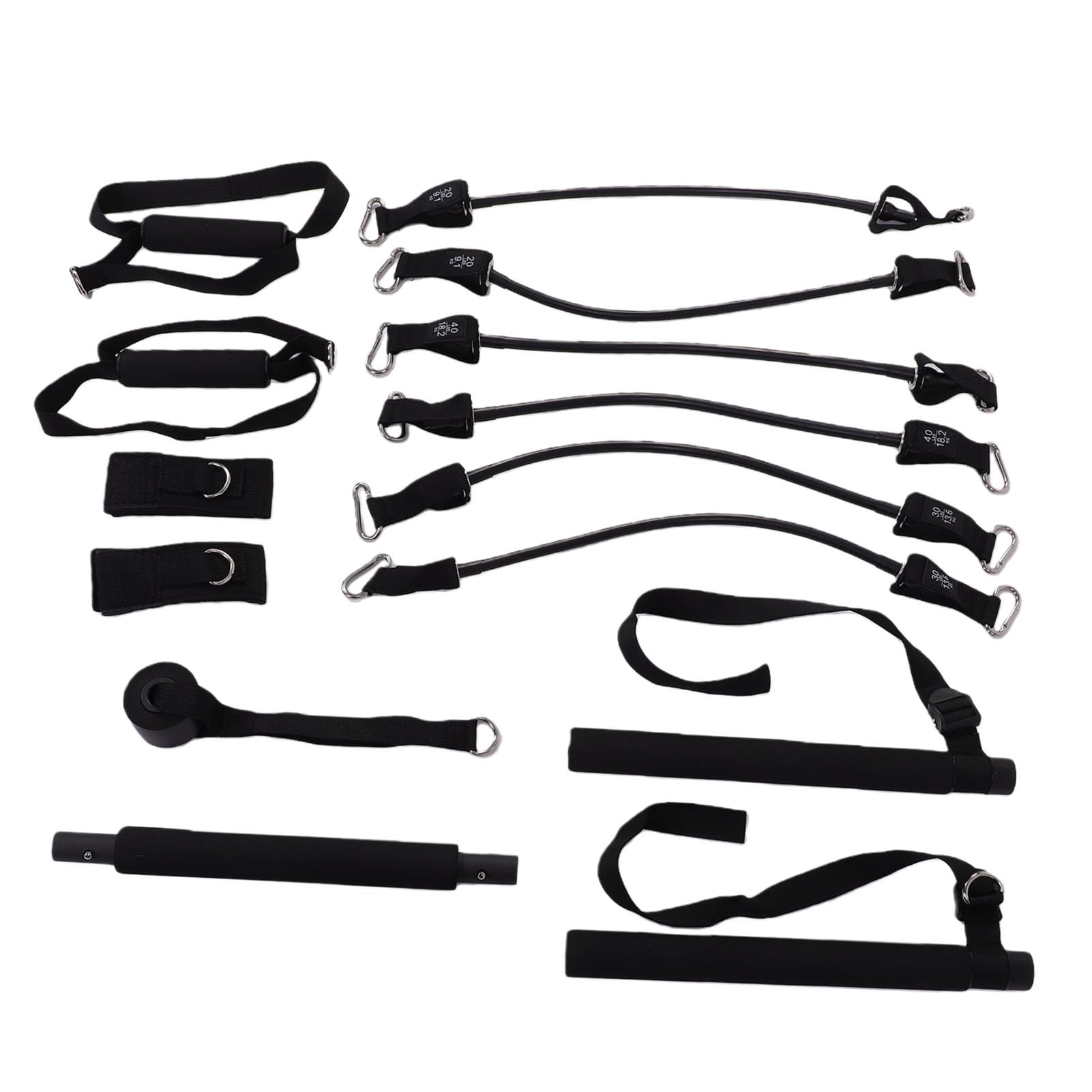 Buachois Pilates Bar Kit, 20 30 40 Lbs Fasce di Resistenza Attrezzature per Allenamento Pilates Regolabili TPE Metallo con Custodia per Fitness a Casa
