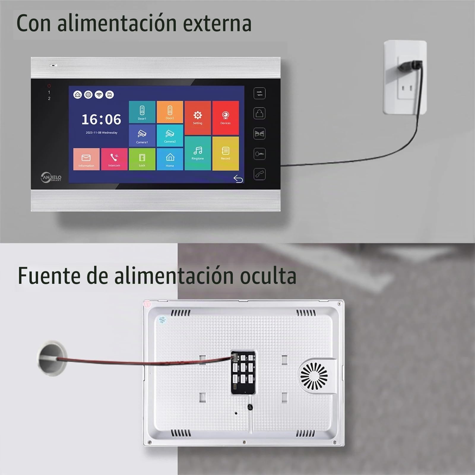 Sistema de intercomunicación de video, cámara de video WiFi con monitor de 7 pulgadas, timbre con cable 1080P, soporta entrada de tarjeta deslizante (silvery)