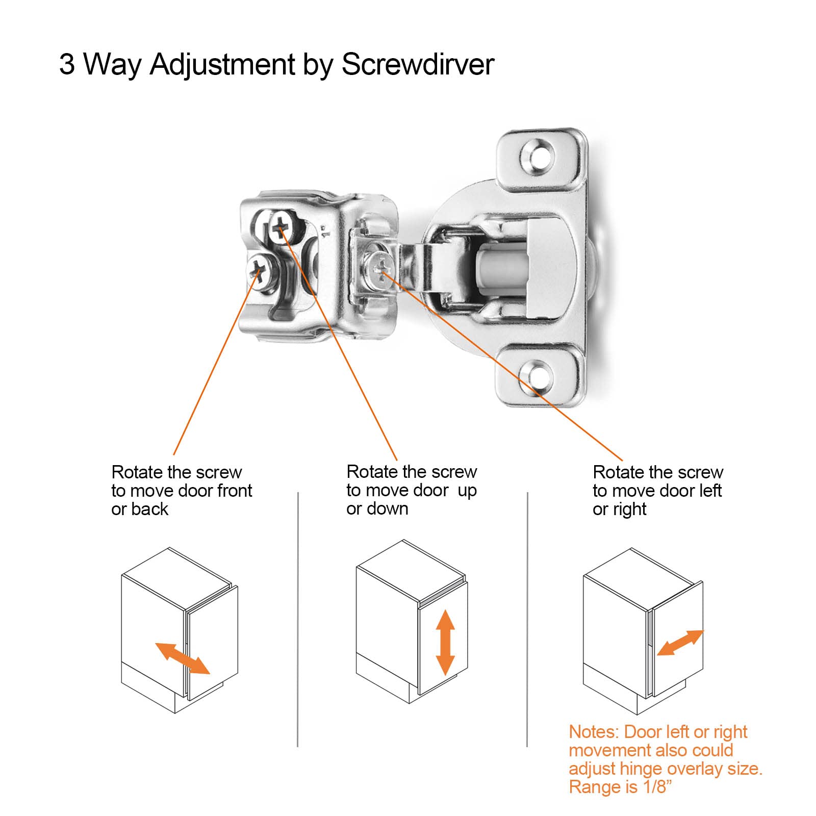 Schrankscharniere mit sanftem Schließmechanismus, 2,5 cm, für Küche, verdeckte Scharniere für Frontrahmen, europäische Scharniere mit gebürstetem Nickel, 2 Stück