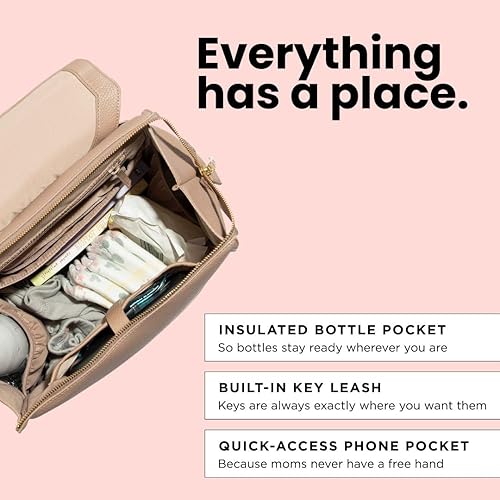 Miniatura 5 de Freshly Picked - Mochila clásica para pañales de bebé, Bolsa de pañales con cuero vegano lavable con cambiador, Bolsas de pañales convertibles,