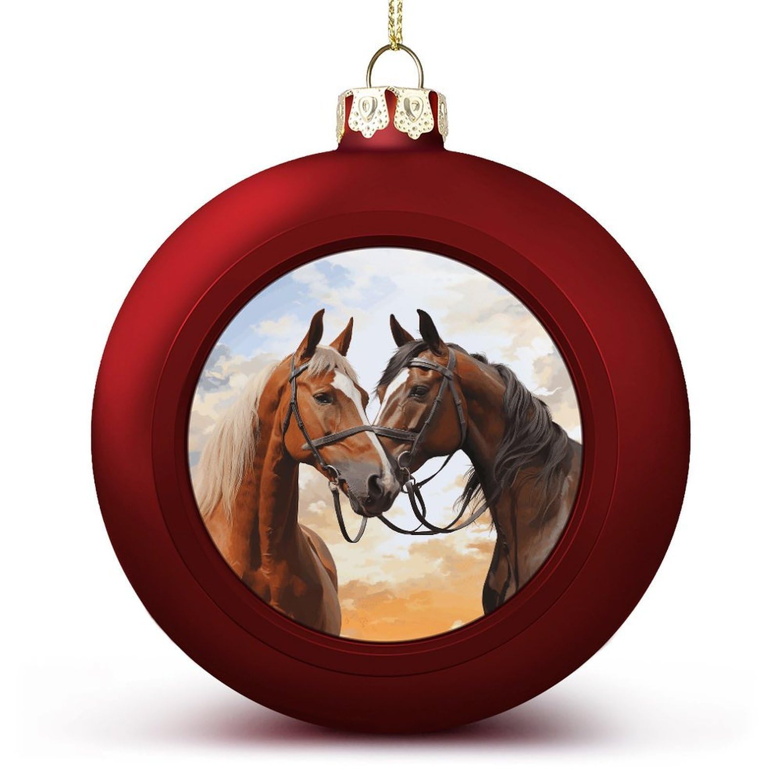 Suspension de Noël couple de chevaux pour mariage hivernal et fêtes de fin d'année