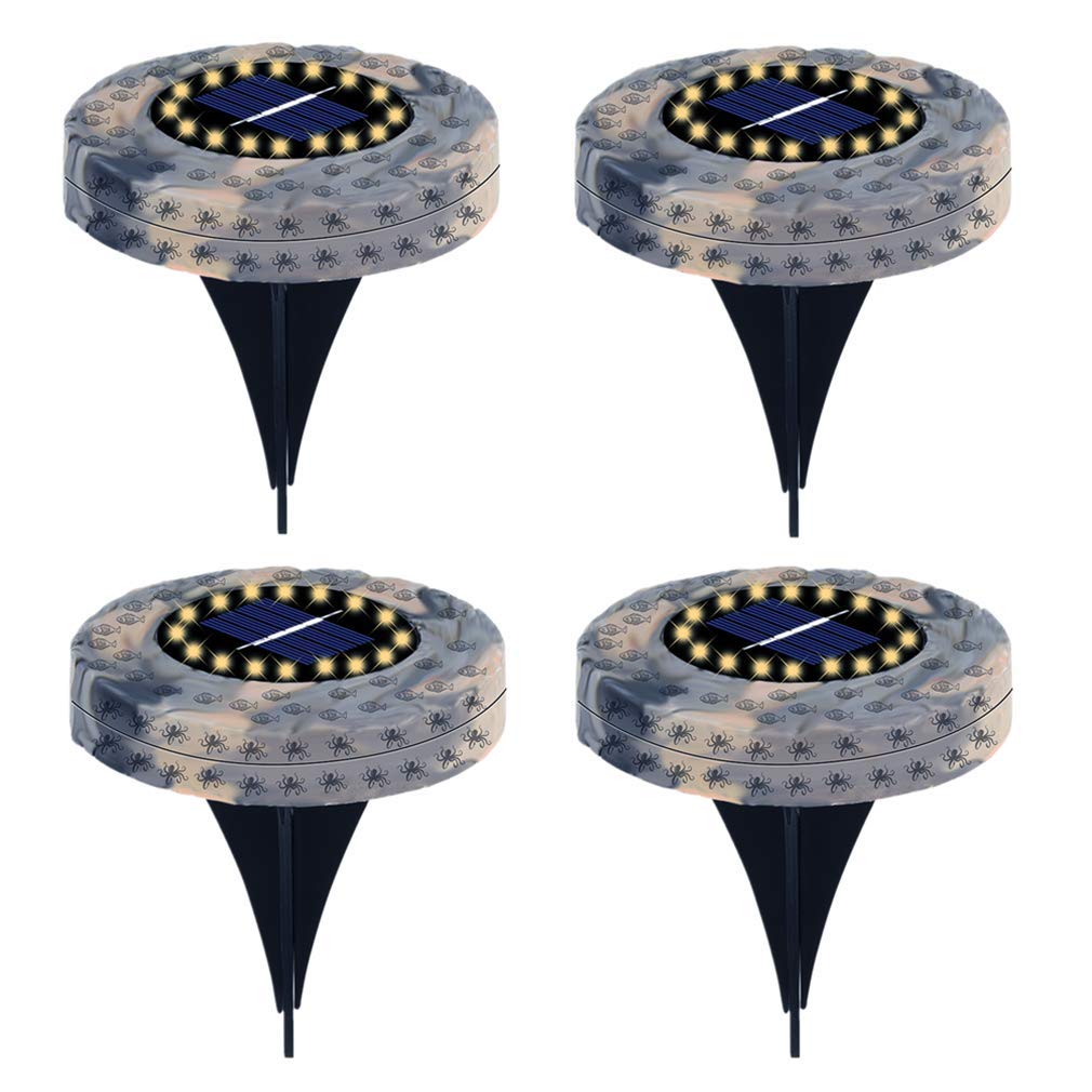 Ulalaza 4Pcs Solar Ground Lights 16 LED Waterproof Outdoor Garden Lights for Yard Driveway Lawn Pathway (Warm White) — image 1