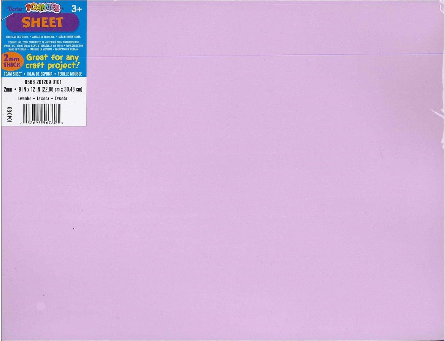 Darice 1040-65 Foamie Sheet Lavender 2Mm 9X12, Multicolor