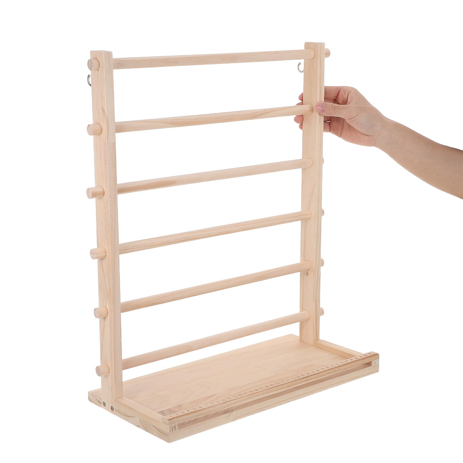 DOITOOL Drewniany organizer na wstążki, 6-poziomowy stojak na wstążki, stojak na szpulki, przechowywanie taśmy washi, półka ekspozycyjna na przybory do szycia do cukierni i kwiaciarni