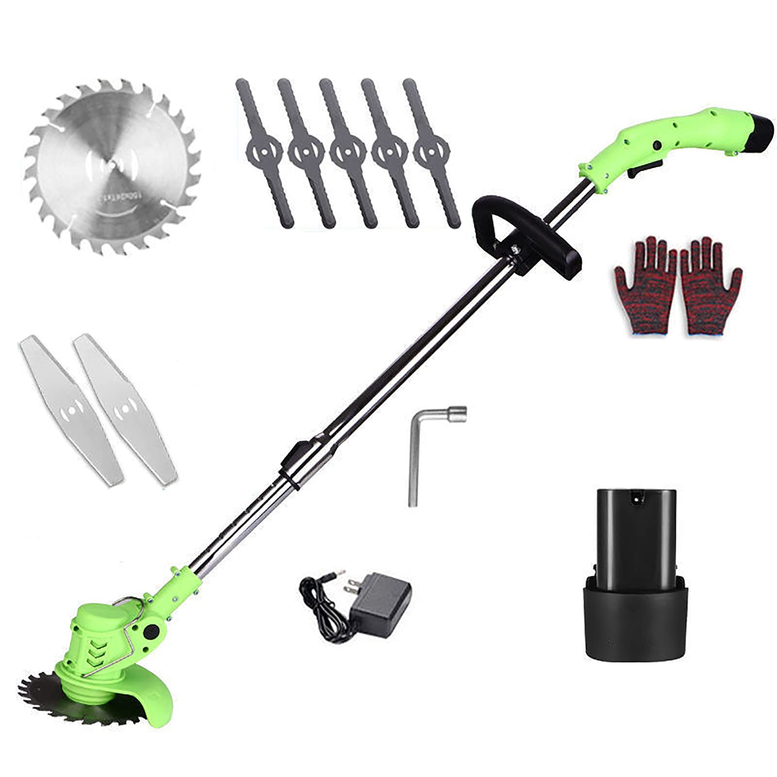 Tagliaerba a Batteria con caricabatteria, Impugnatura telescopica 24V tagliaerba Elettrico tagliaerba a Batteria per falciare Prato Cura del Prato vialetto Giardino