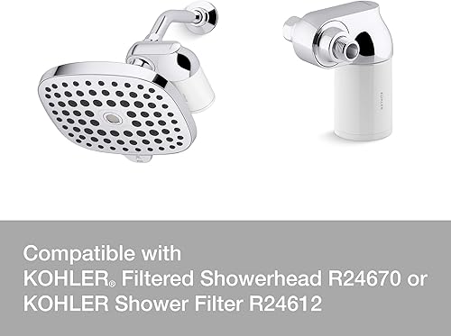 Miniatura 4 de KOHLER R24162-NA - Filtro de ducha acuífero de repuesto para cabezal de ducha filtrado Kohler Aquifer, un cartucho de filtro