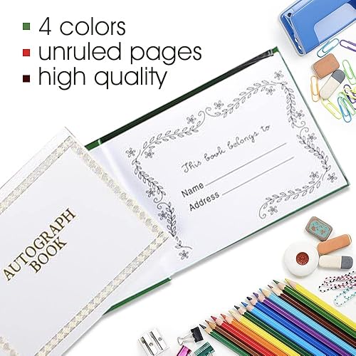 Miniatura 4 de ArtCreativity Libros de autógrafos para niños, juego de 4, folletos de autógrafos con páginas de colores sin rayas, recuerdos de fiesta de