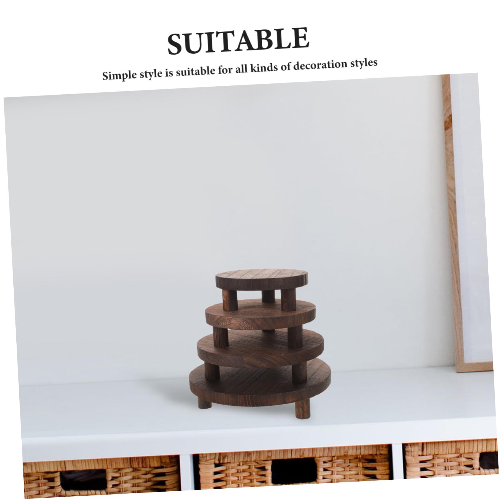 SUPVOX Espositore Rotondo in Legno 4 Pezzi per Piccoli Oggetti