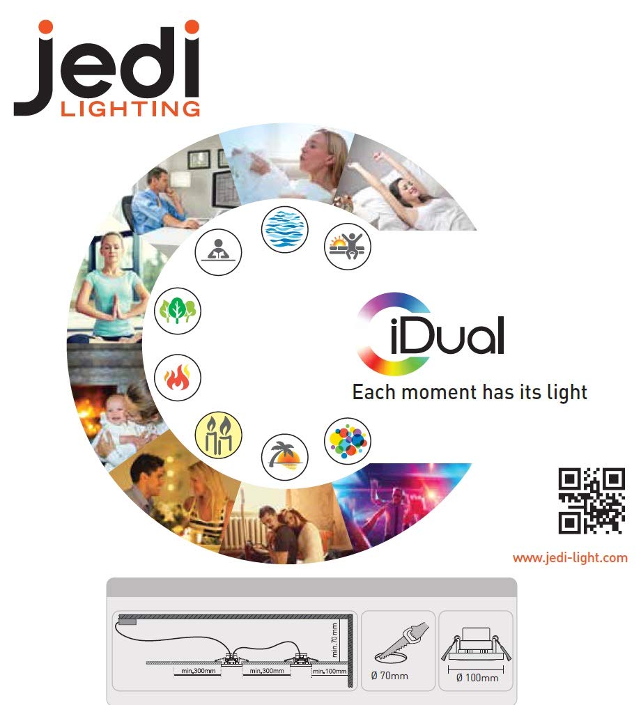 Jedi 563041554 Spot Encastrable Argon 1L, Métal, Intégré, 7.3 W, Transparent, 10 x 10 x 6,2 cm