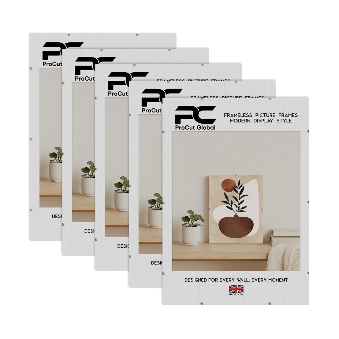 Procut Global 26x18" Frameless Clip Picture Frames For Photos - Pack of 5