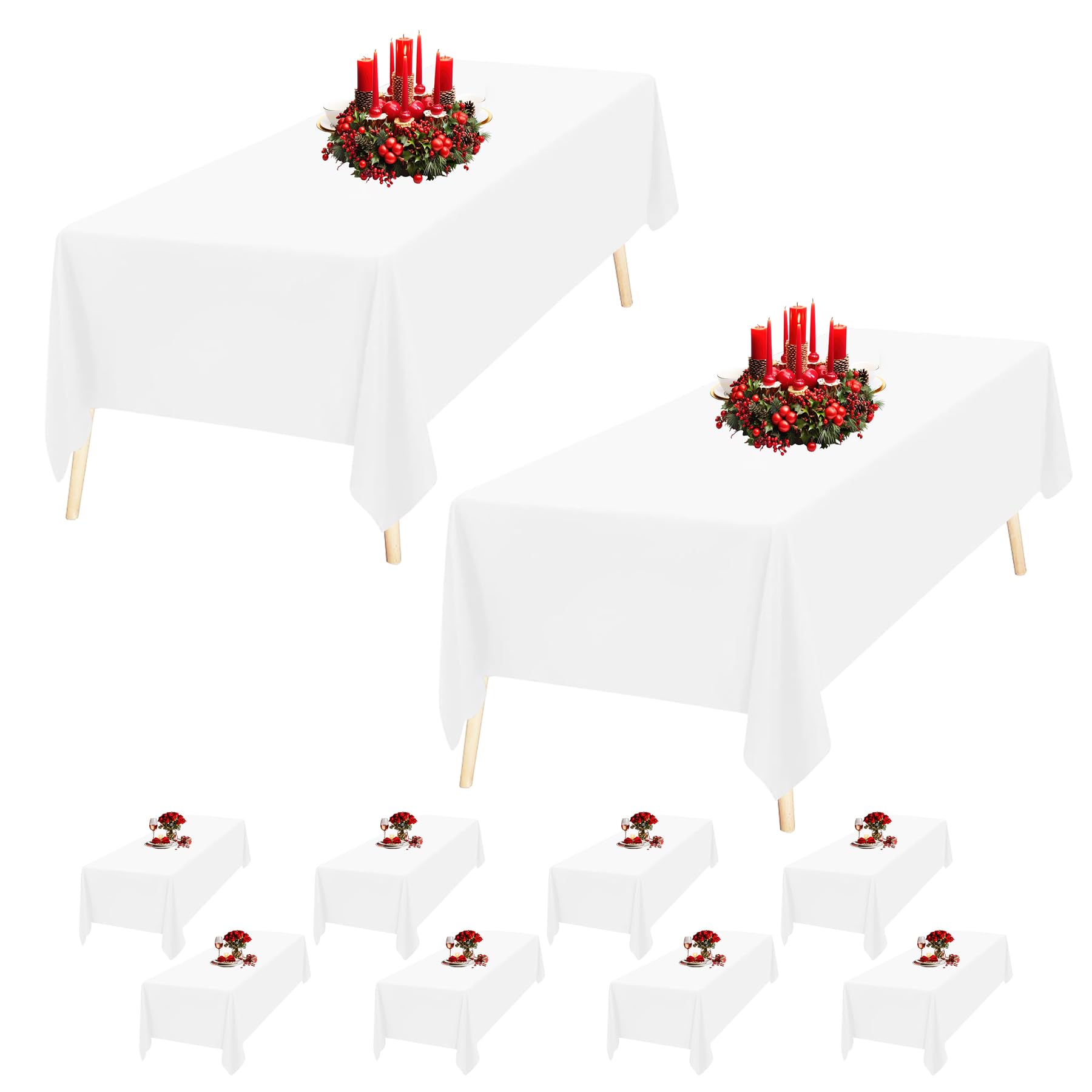 Nappe de mariage rectangulaire blanche en polyester pour banquet et fête
