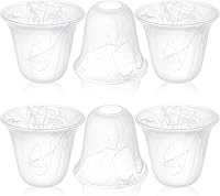 Teenyyou 6 Pack Bell Shaped White Alabaster Glass Lamp Shades E26 1-5/8" Fitter for Ceiling Fans Chandeliers Pendants