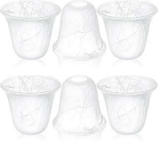 6 Pcs Bell Shaped Glass Lamp Shade E26 Replacement Globe Ceiling Fan Light Cover