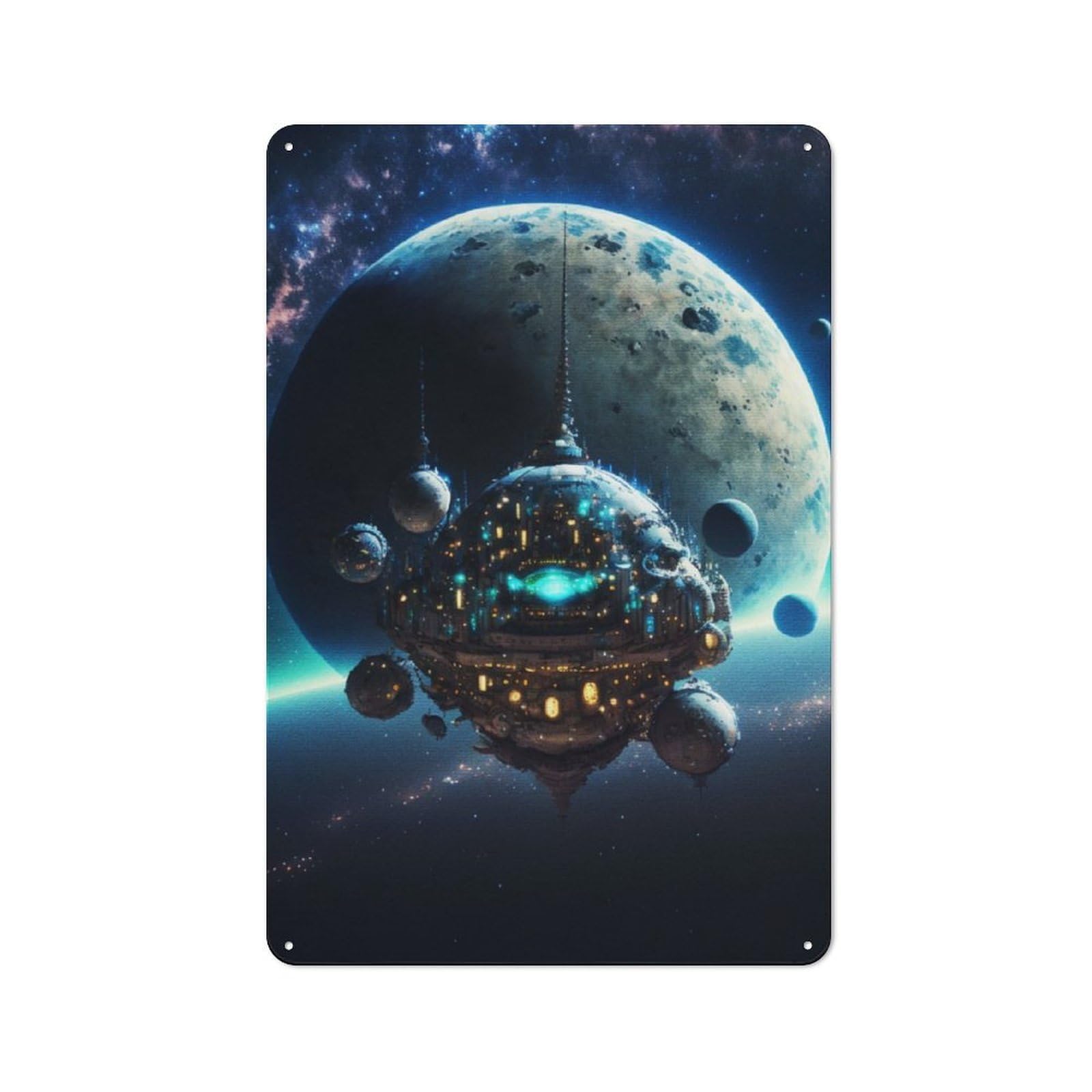 Junmoney Space Planets Tin Sign 30X20cm For Café Or Home Bar, Rustic Wall Decor, For Garage, Workshop And Man Cave Decoration