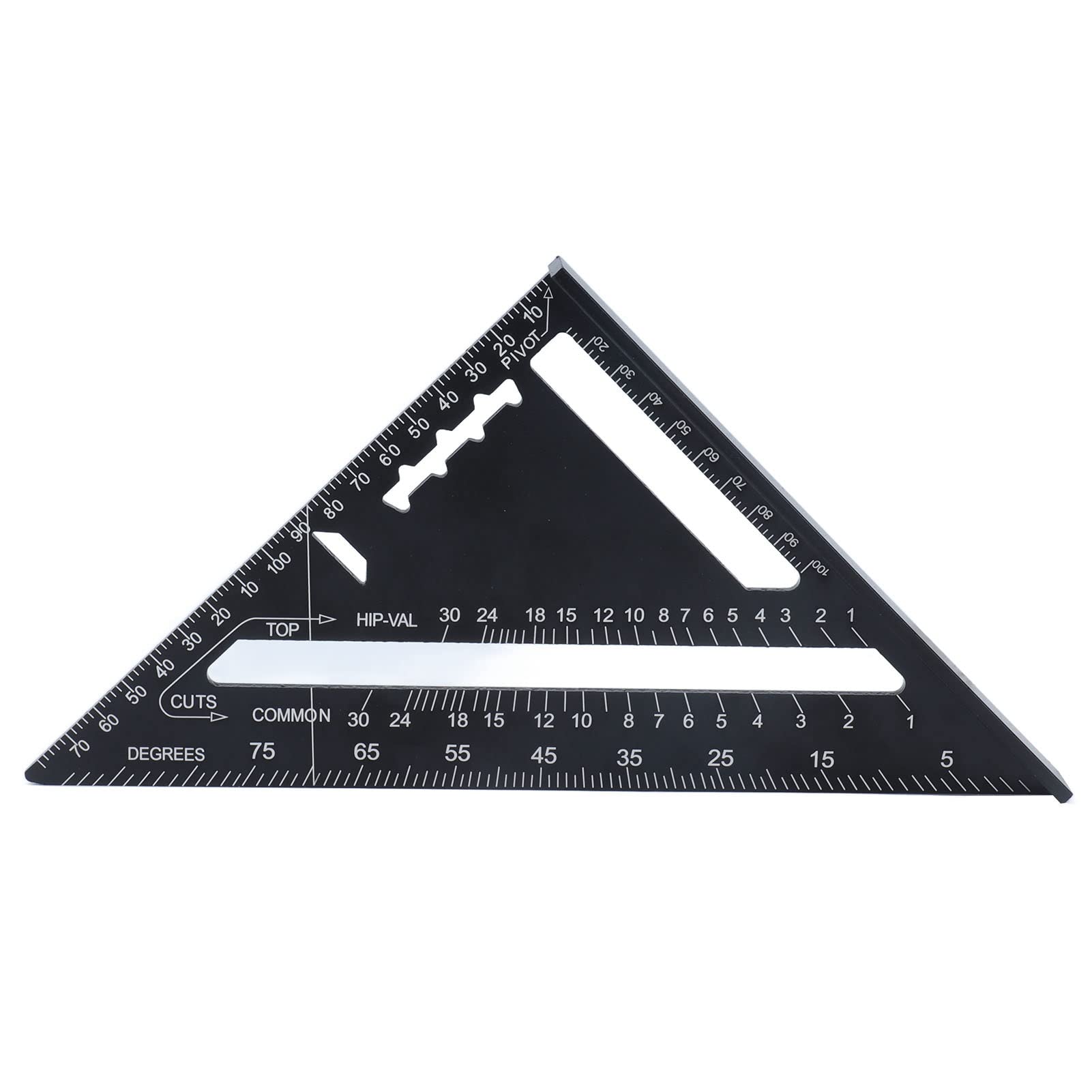 Squadra da falegname triangolare in lega di alluminio, 7 pollici, strumento di misurazione ad alta precisione per lavori di falegnameria fai da te, colore nero, dimensioni 10,3 x 7,3 x 7,3 pollic