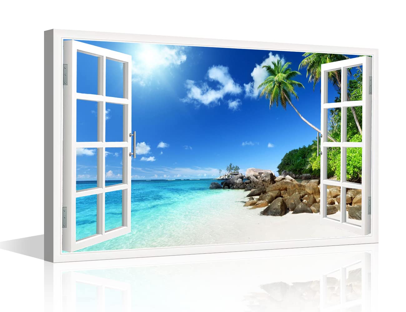 Window View Ocean Beach Palm Wall Art Art