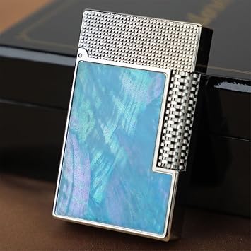 High-end Flip-top Copper Lighter, Unique Double Flame, Inlaid Color Shell, Refillable Butane Gas Lighter, Classic Opening Sound, Side Pulley Ignition, Adjustable Soft FlameSilver 2