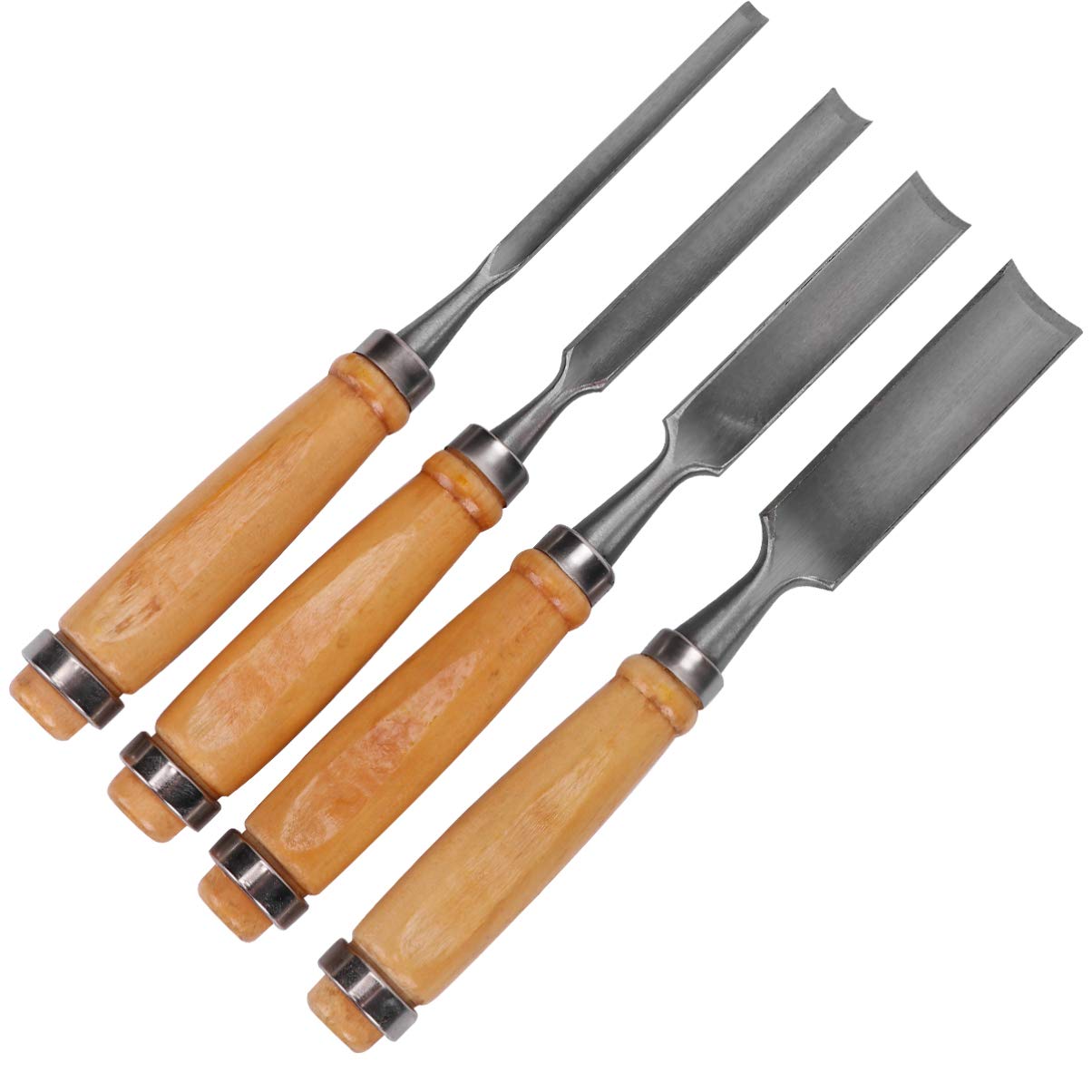 ULTECHNOVO Juego De 4 Cinceles De Madera Con Mango De Madera Maciza Para Tallado De Precisión Herramientas De Carpintería Para Talleres Y Artistas
