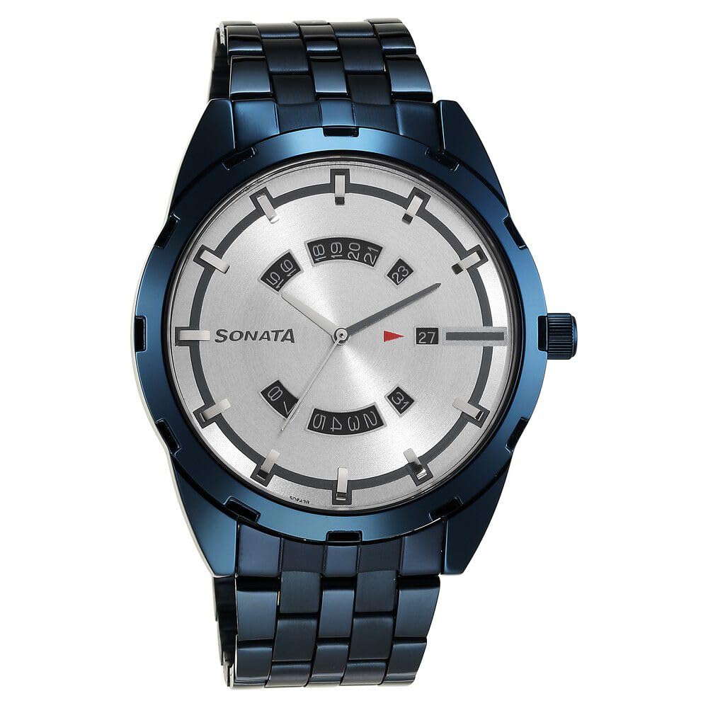 Sonata Blues Quartz Analog with Date Silver Dial Metal Strap Watch for Men-7149QM02 (B0CRHRCZ4C) Amazon Price History, Amazon Price Tracker