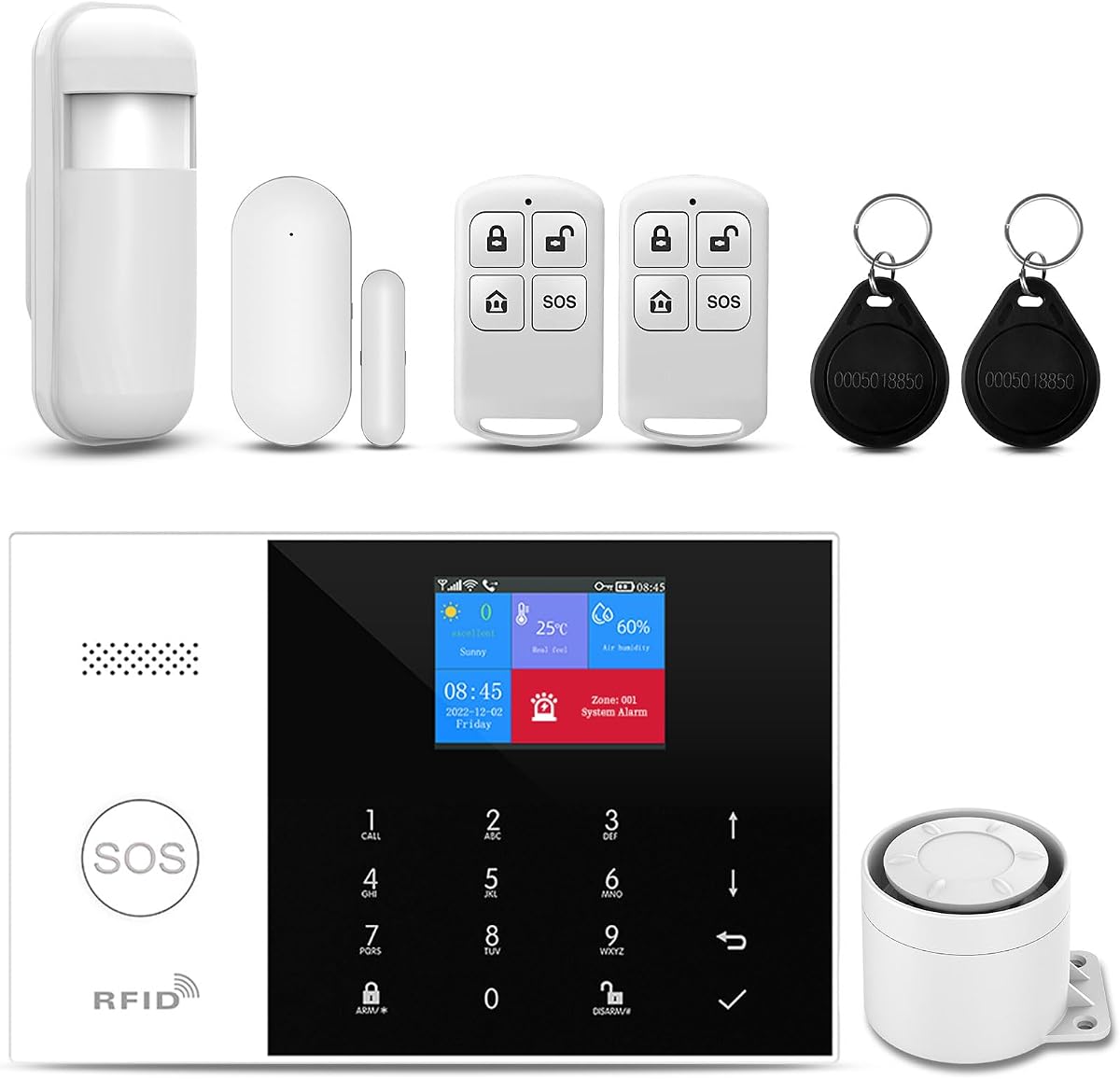 PGST Wireless Home Alarm System 8-Piece Kit, WiFi/4G Alarm System for Home Security with Phone APP Alert (Door Sensor,Siren, Remote, Motion Detector) for Home,Apartment, Compatible with Alexa(105-A)