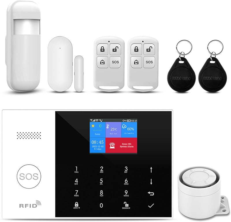 PGST Wireless Home Alarm System 8-Piece Kit, WiFi/4G Alarm System for Home Security with Phone APP Alert (Door Sensor,Siren, Remote, Motion Detector) for Home,Apartment, Compatible with Alexa(105-A)