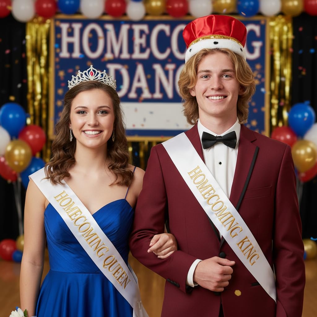 Anderson's Satin Crown with Gold Trim and Faux Fur, King Crown For Prom, Homecoming, Royalty, Mardi Gras, Birthday, Party
