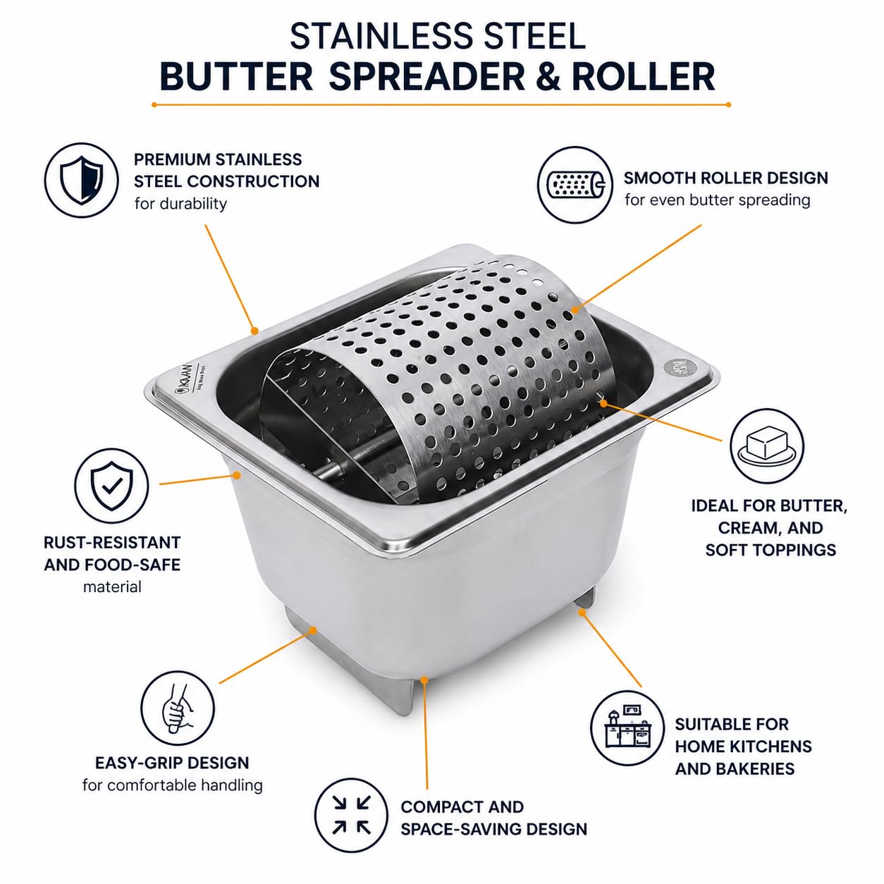 KMW Detachable Stainless Steel Butter Spreader & Roller I Experience Easier Application in the Kitchen & at BBQs 4