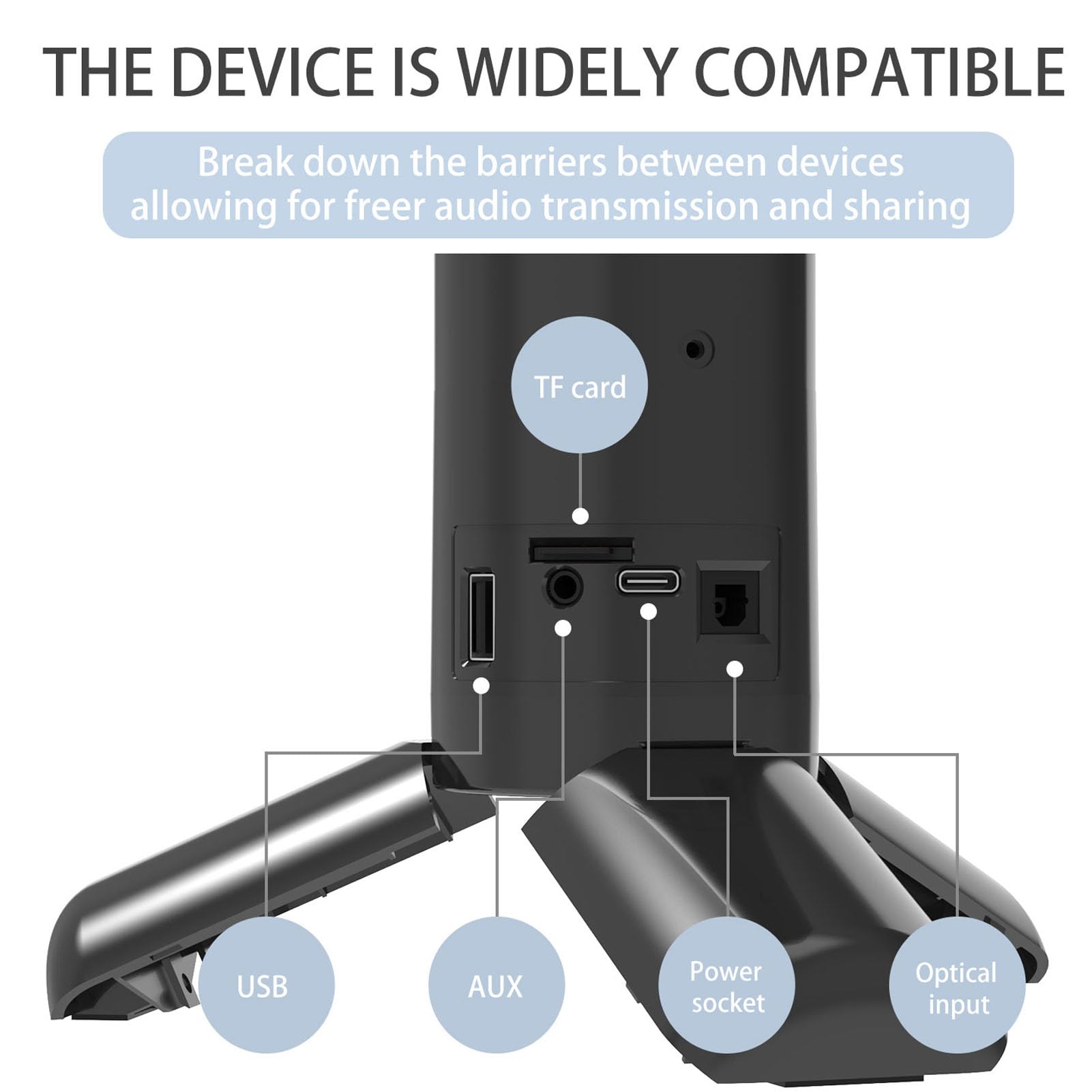 Yunseity de Sonido de 2.1 Canales con Subwoofer Incorporado, Altavoz de Torre Bluetooth 6.0 para Juegos de Cine en Casa de TV con Conexión USB Auxiliar óptica y Batería de 2000 MAh
