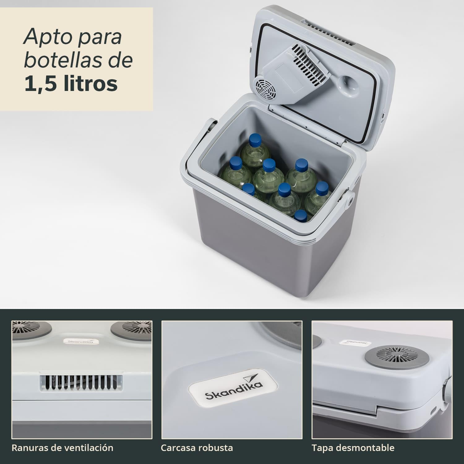 skandika Nevera portátil eléctrica Leira 19L| para coche y enchufe eléctrico, 12V, 220-240V, función enfriar y mantener caliente | nevera para coche, camping, festival, picnic