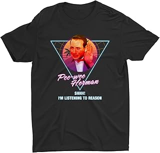 VNADes Pees-Wees Hermans Shhh I'm Listening to Reason 80s Retro Style Types of Shirts Multicolor