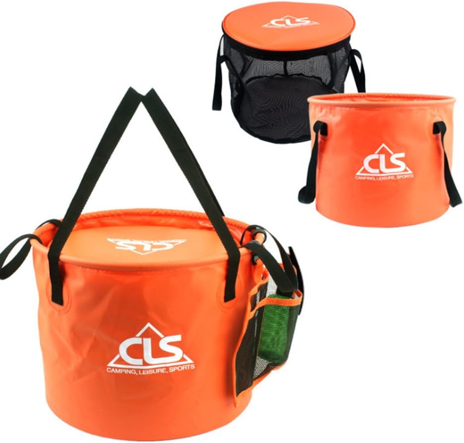 30L/8 Gallon Portable Premium Compact Collapsible Bucket Folding Water Container - Lightweight & Durable with Handy Inside Mesh Bucket and Side Tool Mesh Pocket