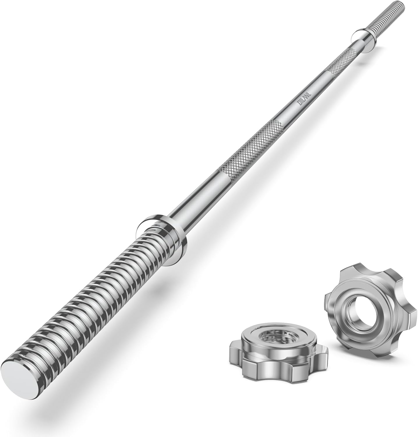 Weight Lifting Bar 57", 1" Standard Straight Barbell Bars Olympic for Home Gym Weight lifting/Strength Training/Squat/Bench Press/Deadlift/Lunges/Hip Thrusts, 2 Star Collars (480lb Weight Capacity) Silver