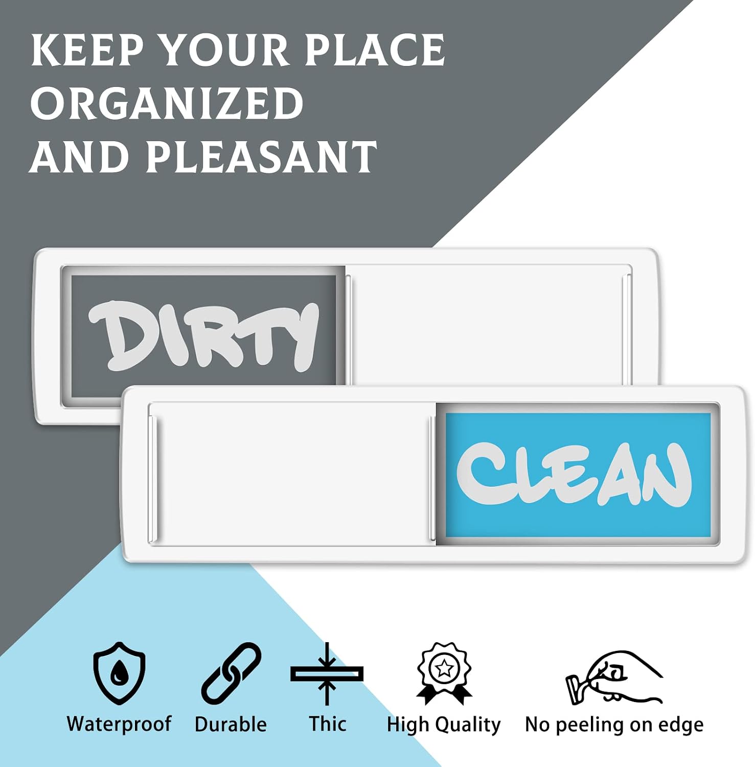KitchenTour Dirty Clean Dishwasher Magnet - Upgrade Super Strong Magnet Version - Newest Design Easy to Read Non-Scratch Magnetic Indicator Sign with Clear, Bold & Colored Text - White