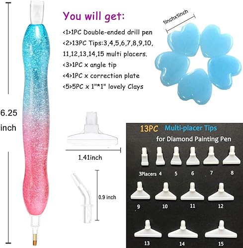 Miniatura 10 de Kit de herramientas de pintura de diamante para adultos, kit de herramientas para adultos, pintura de diamante 5D, puntas de lápiz capacitivo,