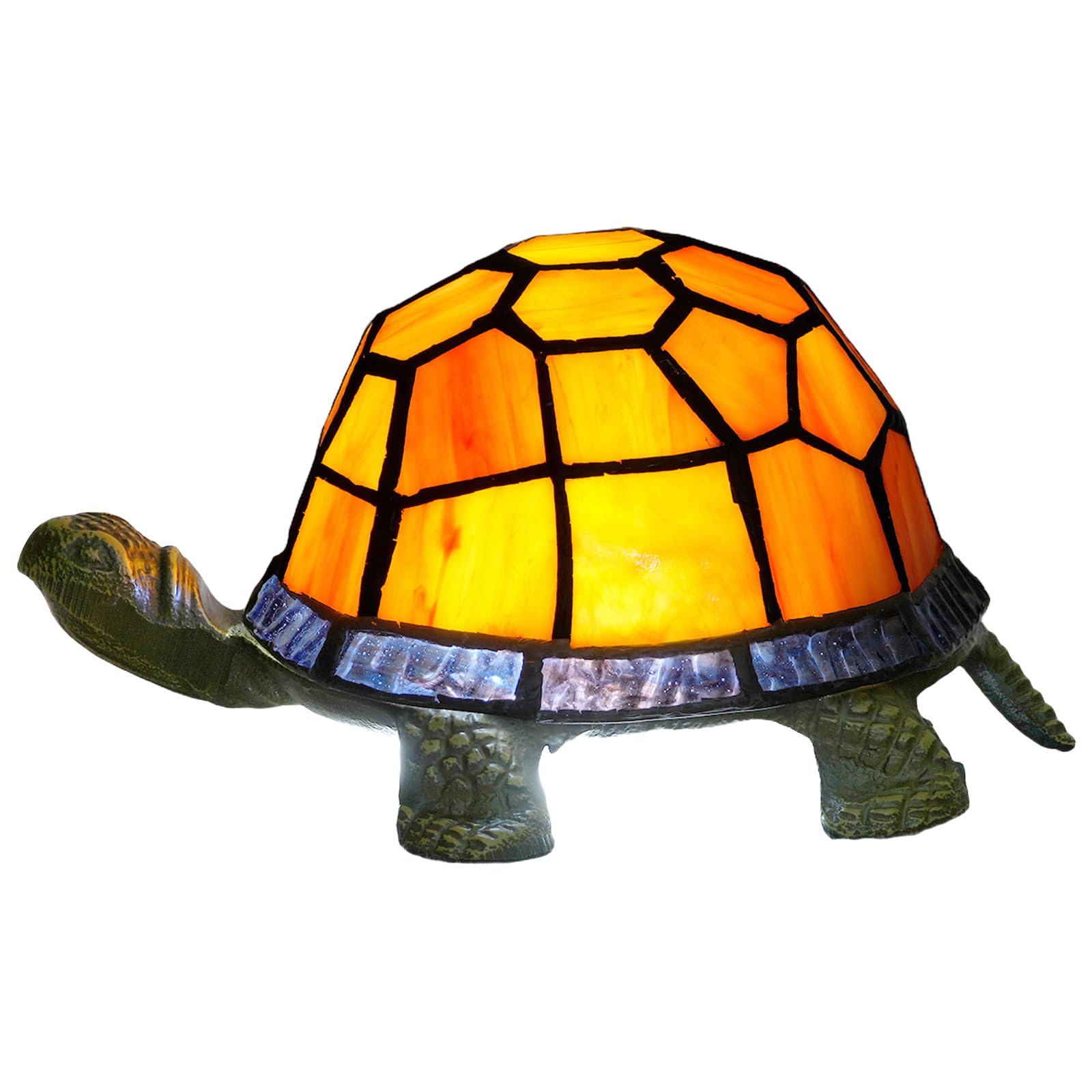 NUODITOS Orange Turtle Lamp Tiffany Bedside Table Lamp Retro Decor