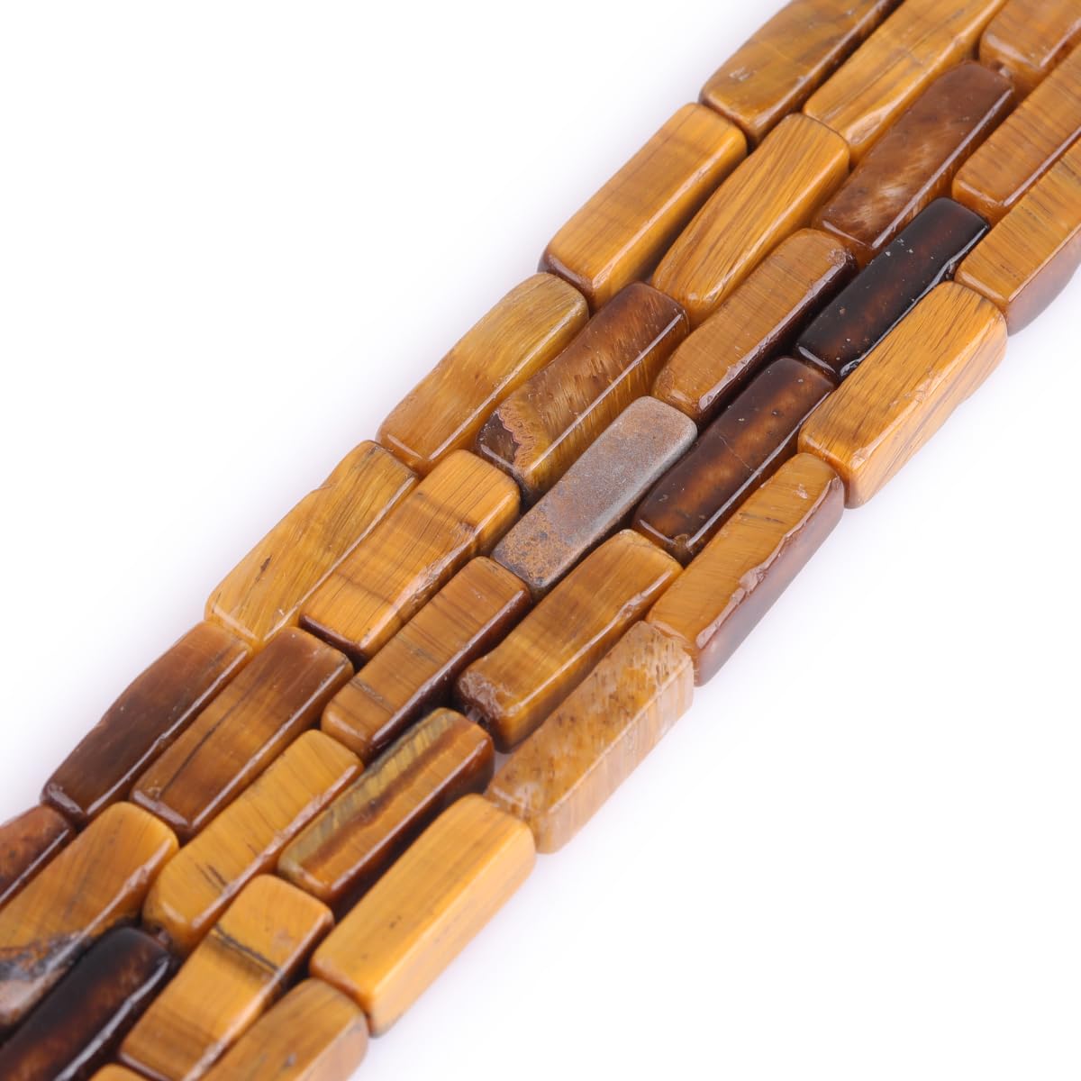 Gem-Inside 4x13mm Natural Yellow Tiger Eye Square Tube Cube Cuboid Spacer Beads for Jewelry Making Full 15" Strand Energy Stone Healing Power Gemstone