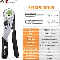 Vista 6 de JRready ST6361 Kit de conectores Deutsch, conector impermeable automotriz DTP de 2 y 4 vías, conectores macho hembra DTHD de 1 pin con herramienta