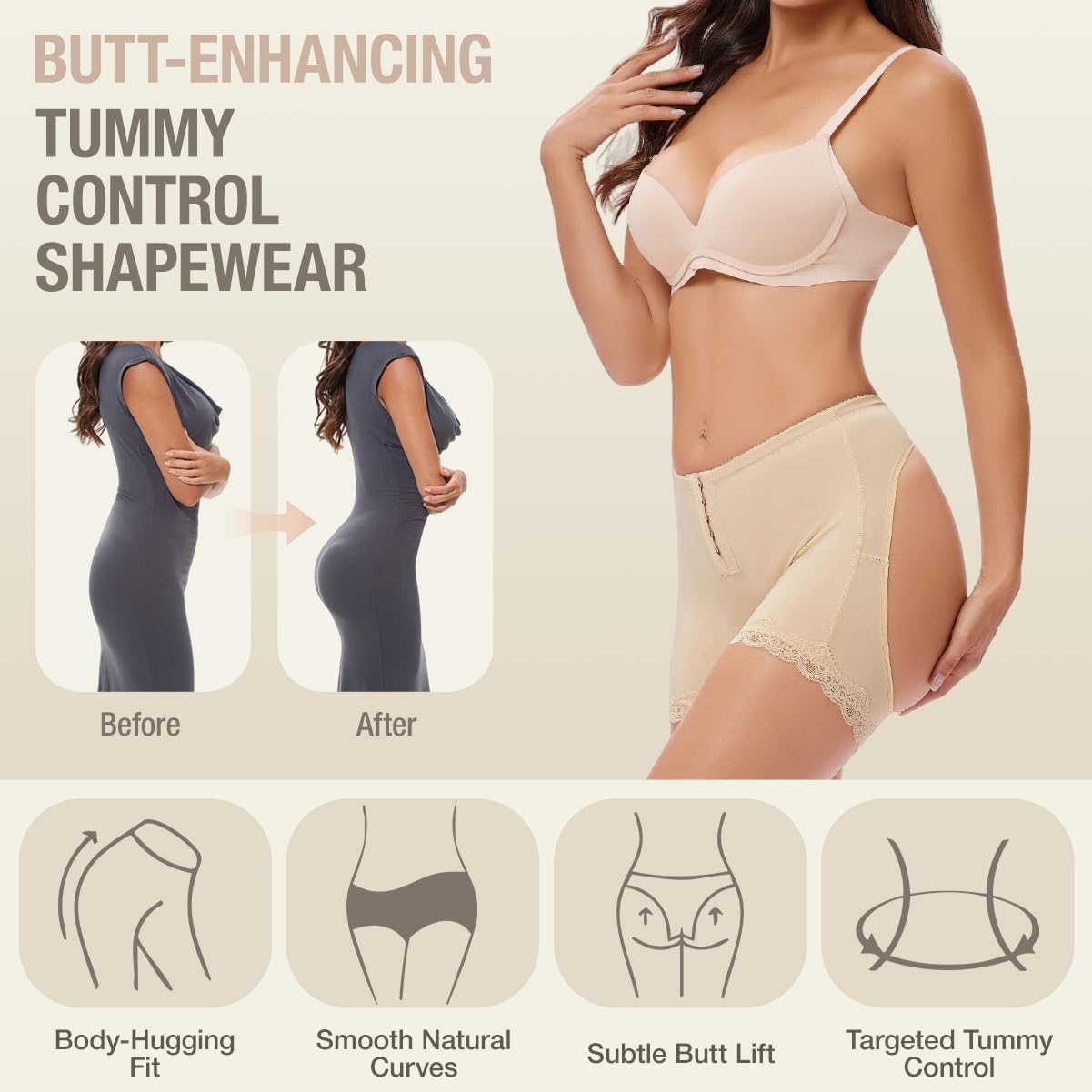 Butt Lifter Shapewear Boy Shorts, Adjustable Hip Enhancer Body Shaper Control Panties for Women - Image 6