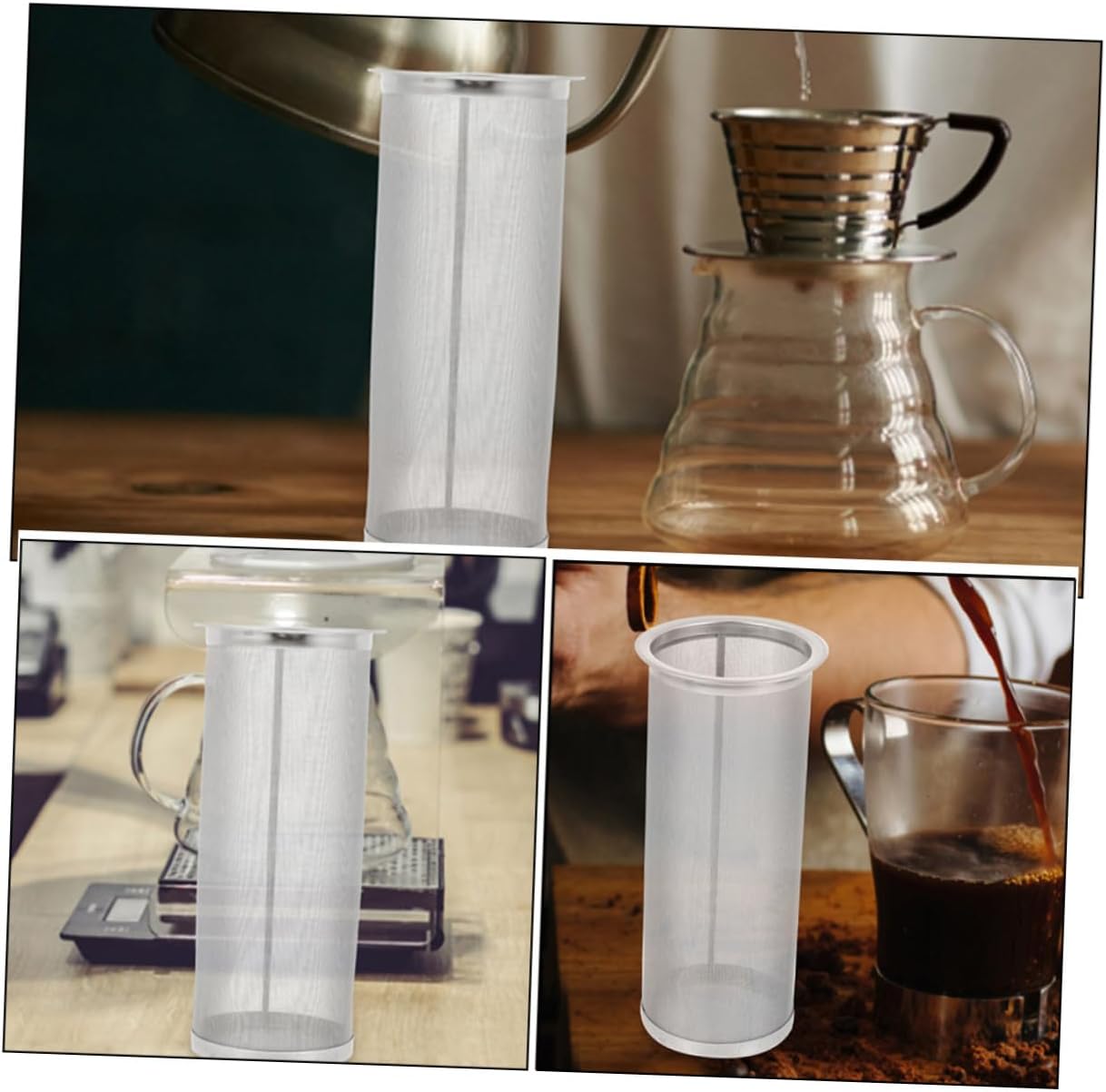 Unomor 4pcs Stainless Steel Strainer for Cold Brew Coffee Tea Infusion Filter for Jars Versatile Coffee Pot Accessories Easy to Clean Use for Home Office