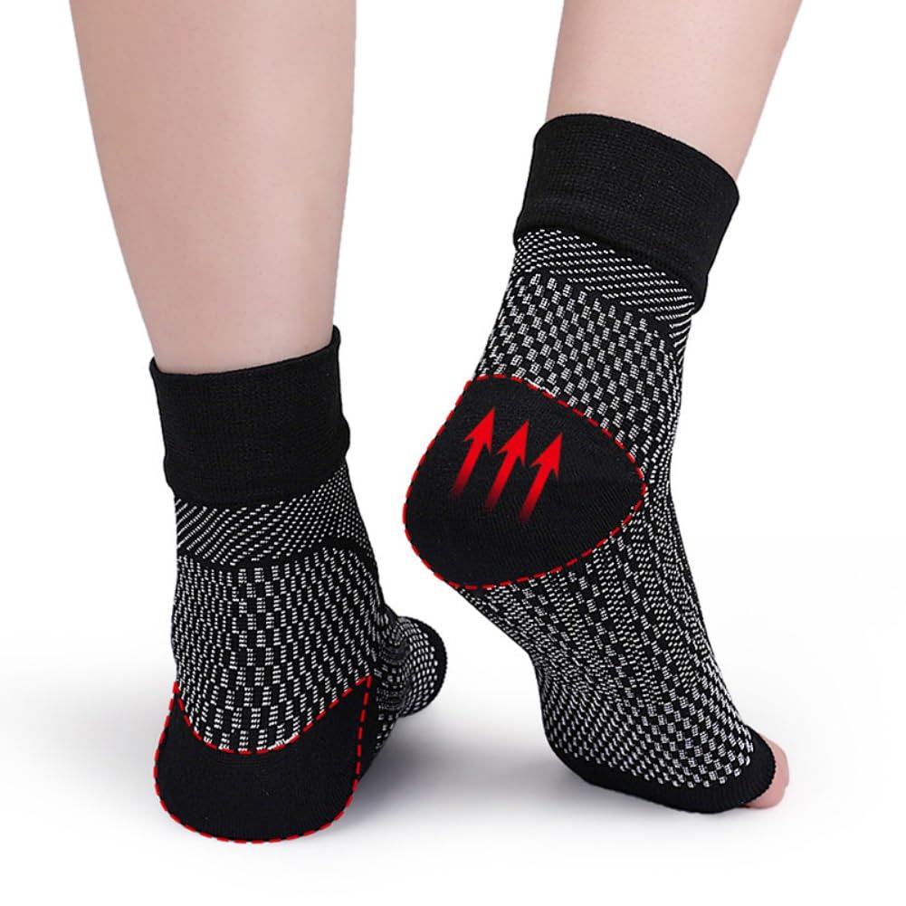 Valcatch 3 Pairs Ankle Compression Sleeve for Men Women Plantar Fasciitis Socks with Arch Support Open Toe ?ompression Socks for Swelling Plantar Fasciitis Sprain Neuropathy